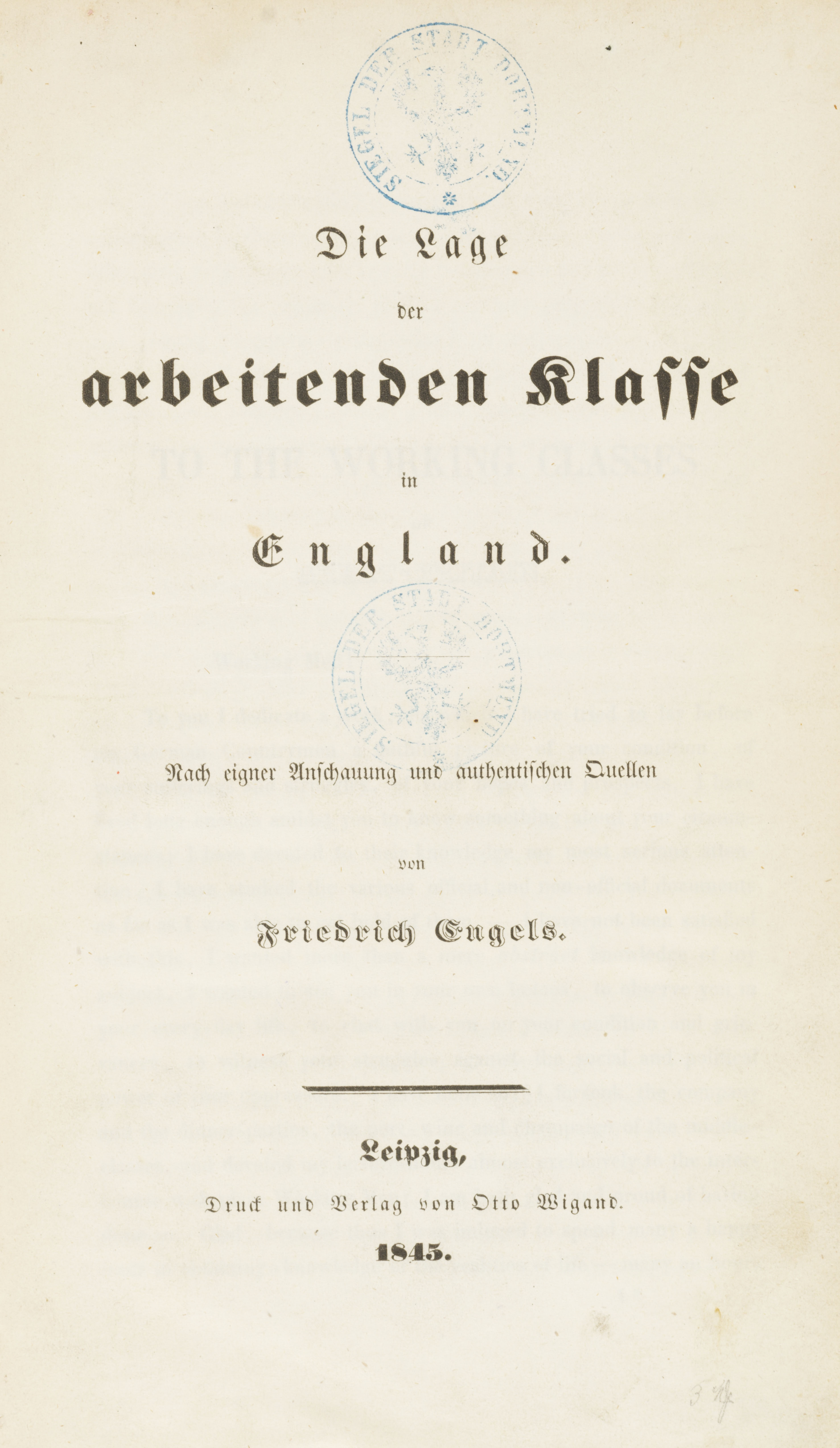 Cover image of Friedrich Engels's The Condition of the Working Class in England, originally published in German in 1845.