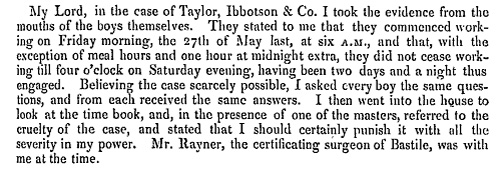 National Archives source image from an 1836 Factory Inspectors Report connected to enforcement of the 1833 Factory Act.